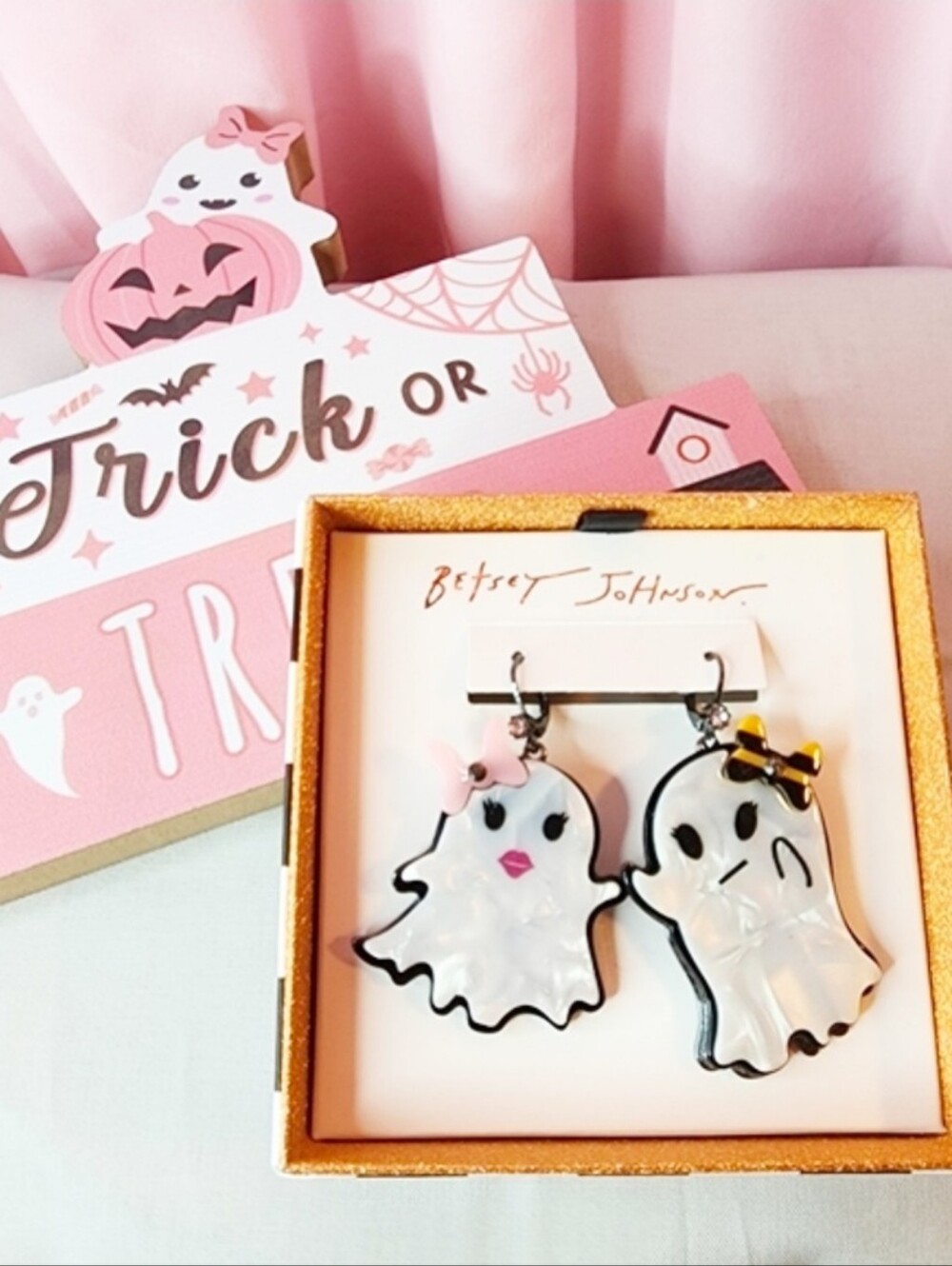 Betsey Johnson Punk N Spice Ghost Drop Earrings